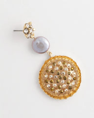 Chico's Gold Medallion Drop Earrings GOLD