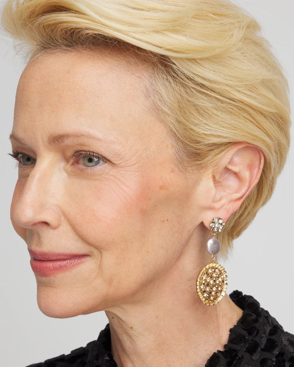 Chico's Gold Medallion Drop Earrings GOLD
