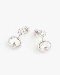 Chico's Silvertone Bezel Stud Earrings SILVER