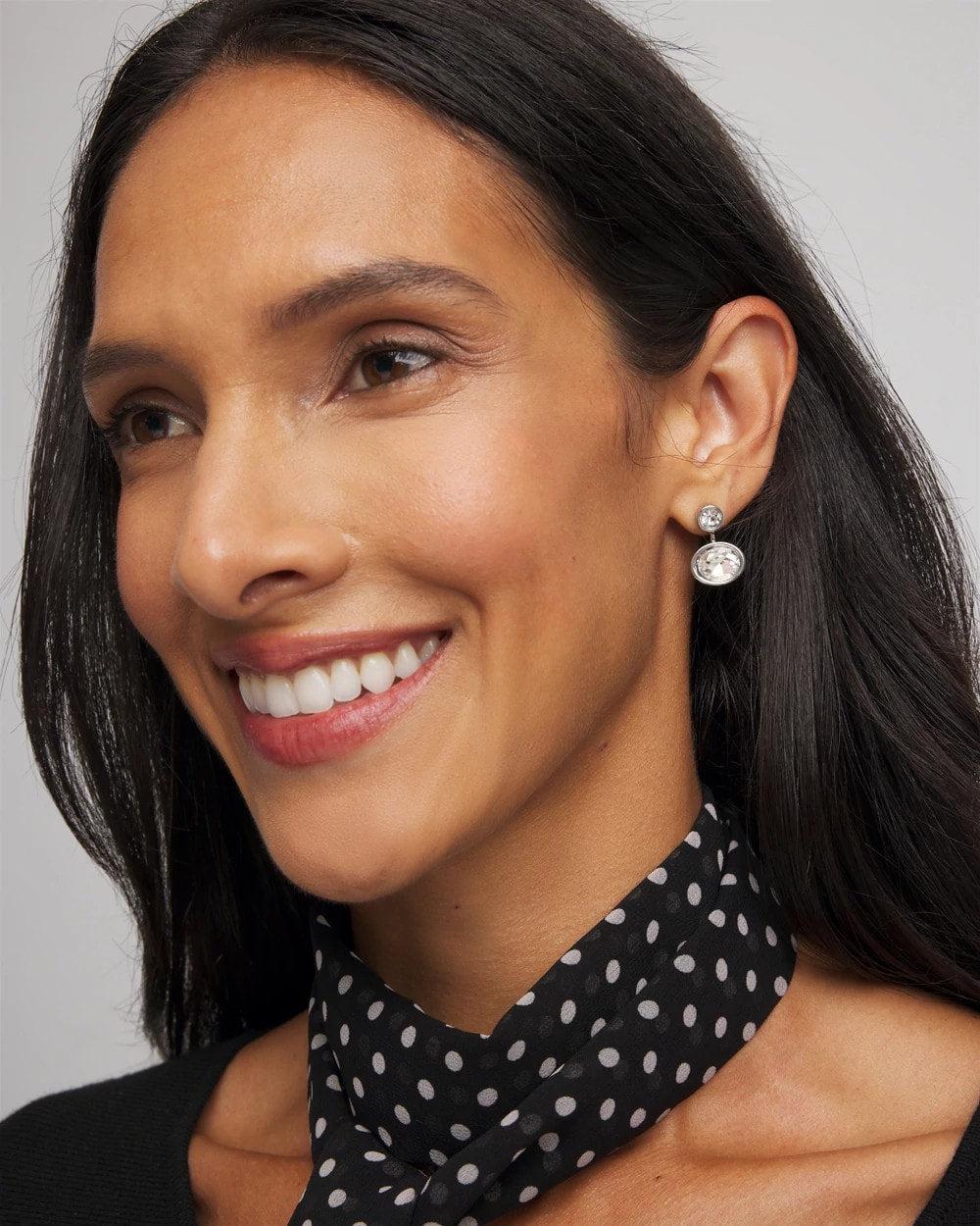 Chico's Silvertone Bezel Stud Earrings SILVER