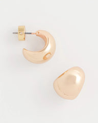 Chico's Rose Gold Huggie Hoop Earrings MIXED METALS