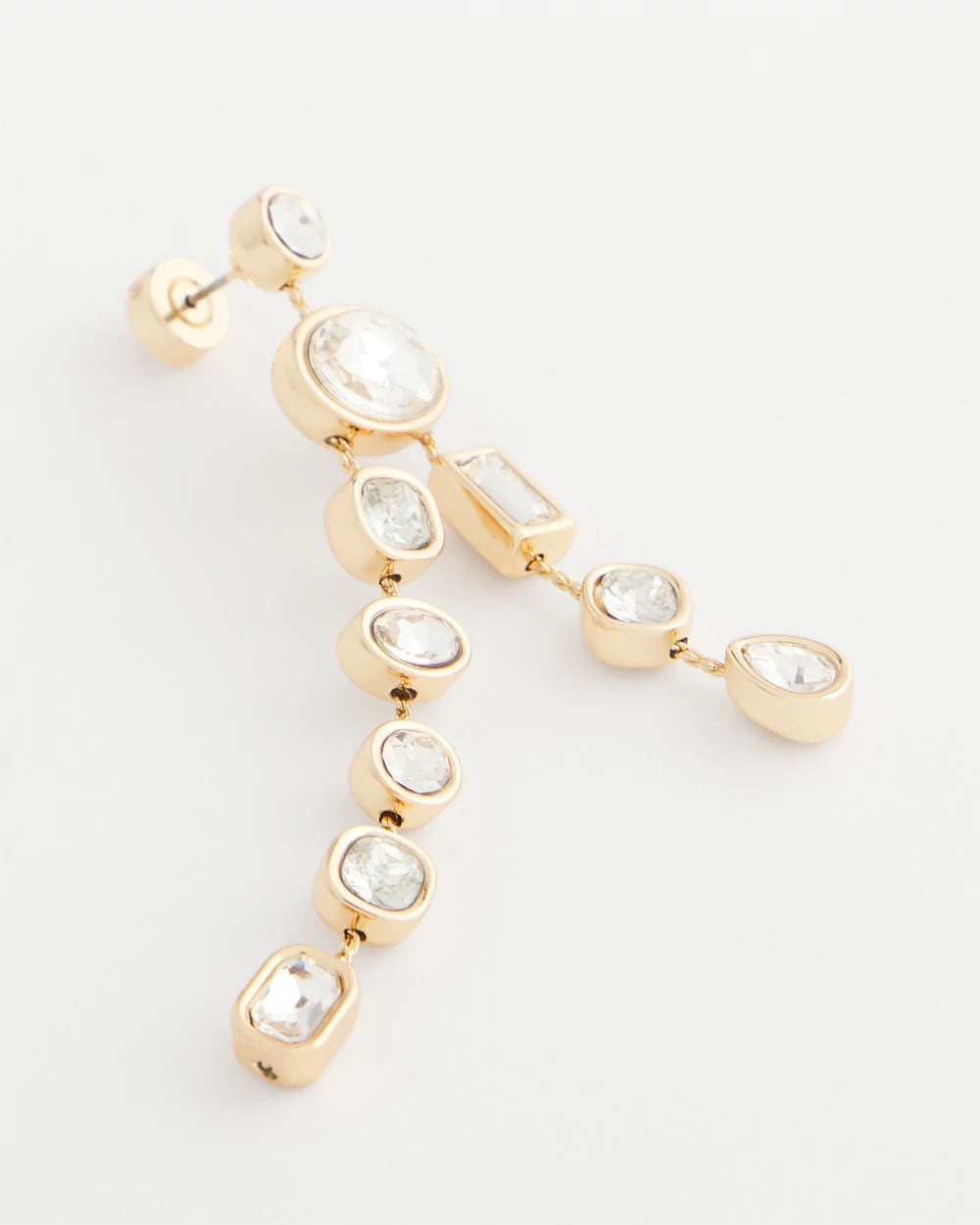 Chico's Bezel Set Linear Goldtone Earrings GOLD