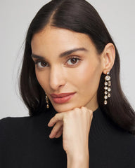 Chico's Bezel Set Linear Goldtone Earrings GOLD