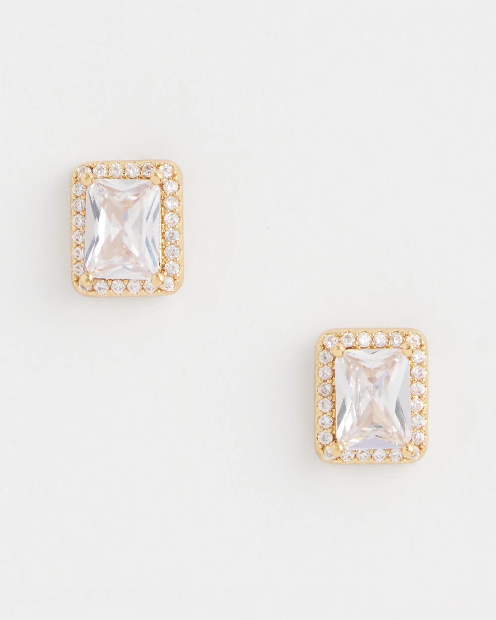 Chico's Gold Emerald Cut Stud Earrings GOLD