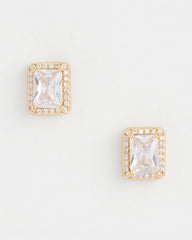 Chico's Gold Emerald Cut Stud Earrings GOLD