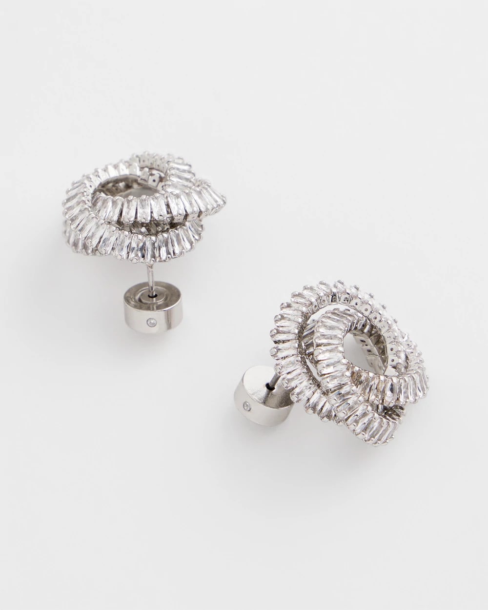 Chico's Silvertone Twisted Stud Earrings SILVER