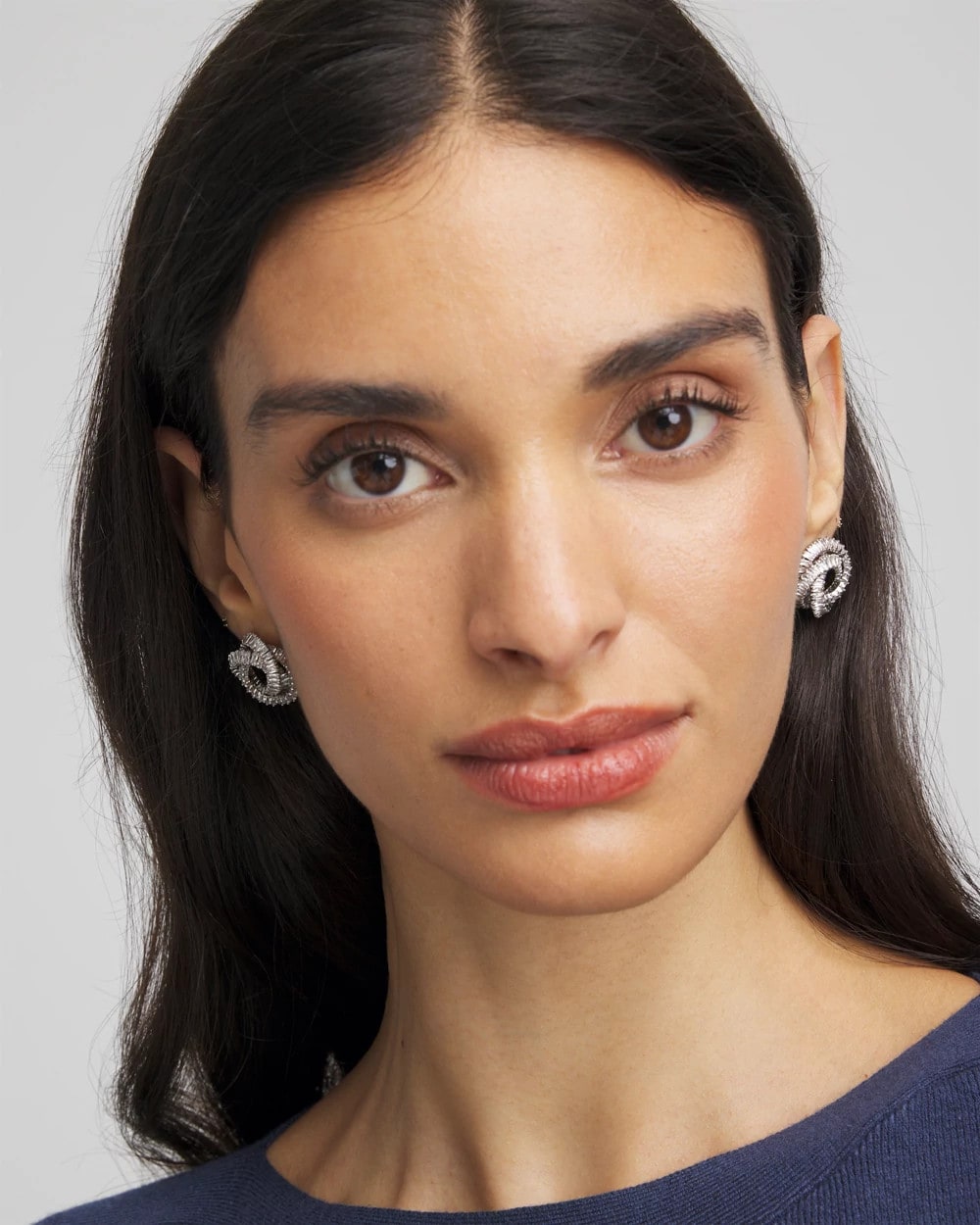 Chico's Silvertone Twisted Stud Earrings SILVER