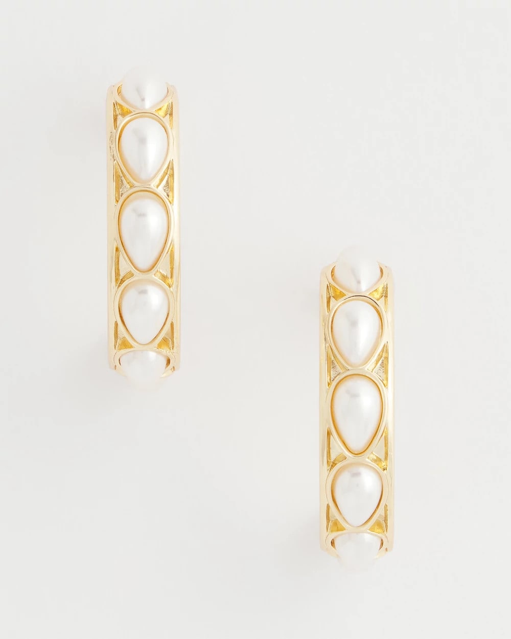 Chico's No Droop® Faux Pearl Hoop Earrings PEARL