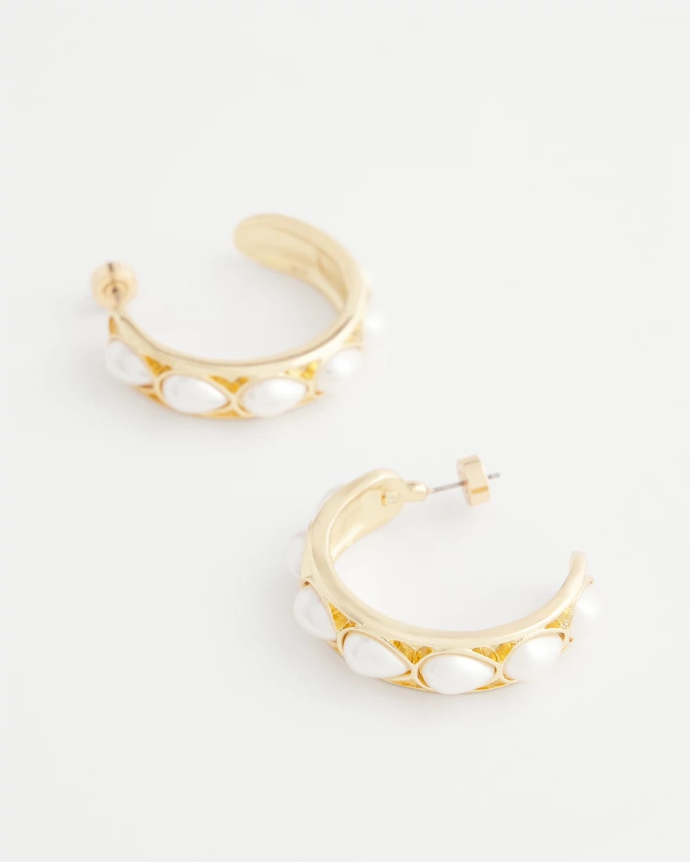 Chico's No Droop® Faux Pearl Hoop Earrings PEARL