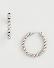 Chico's Silvertone Beaded Hoop Earrings SILVER