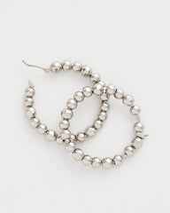 Chico's Silvertone Beaded Hoop Earrings SILVER