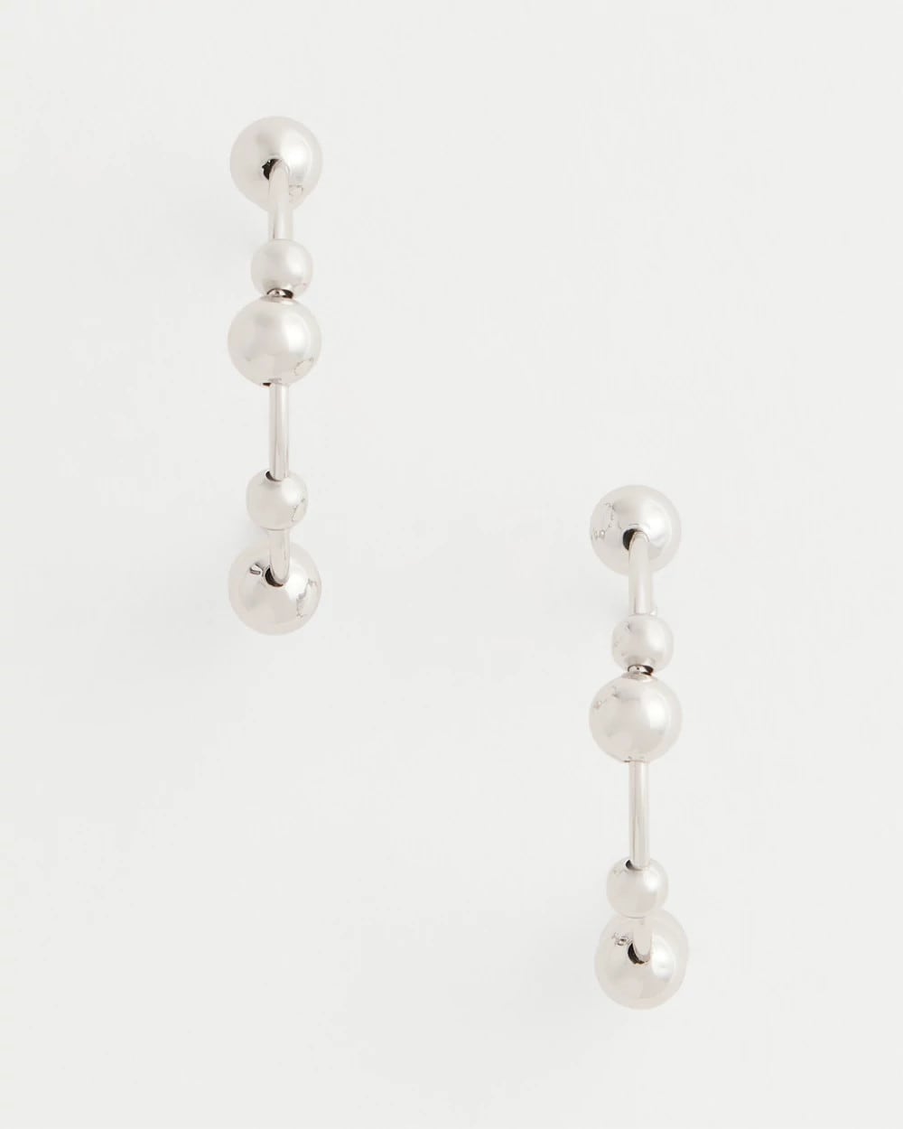 Chico's Silvertone Beaded Hoop Earrings SILVER