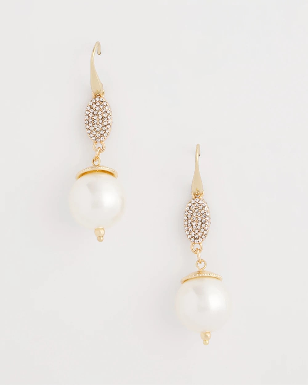 Chico's Faux Pearl and Pave Drop Earrings PEARL