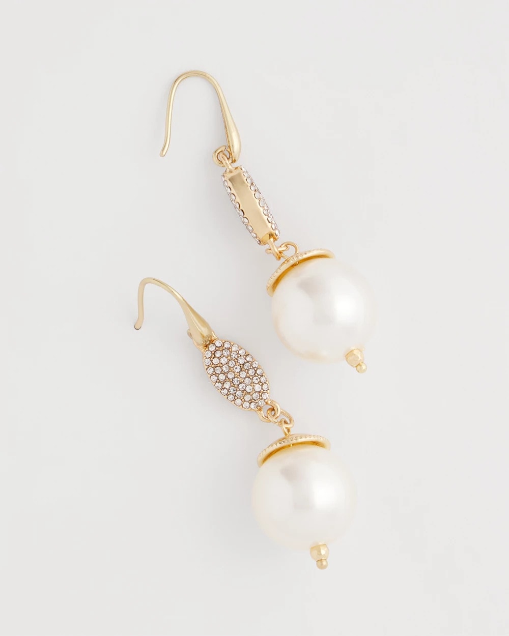 Chico's Faux Pearl and Pave Drop Earrings PEARL