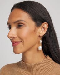 Chico's Faux Pearl and Pave Drop Earrings PEARL