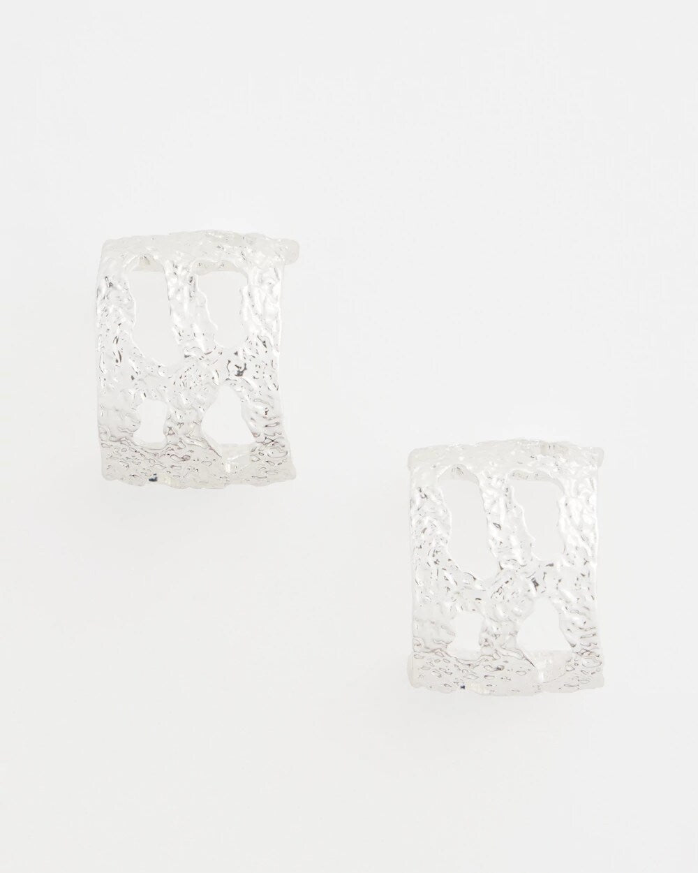 Chico's No Droop® Cutout Silvertone Hoop Earrings SILVER