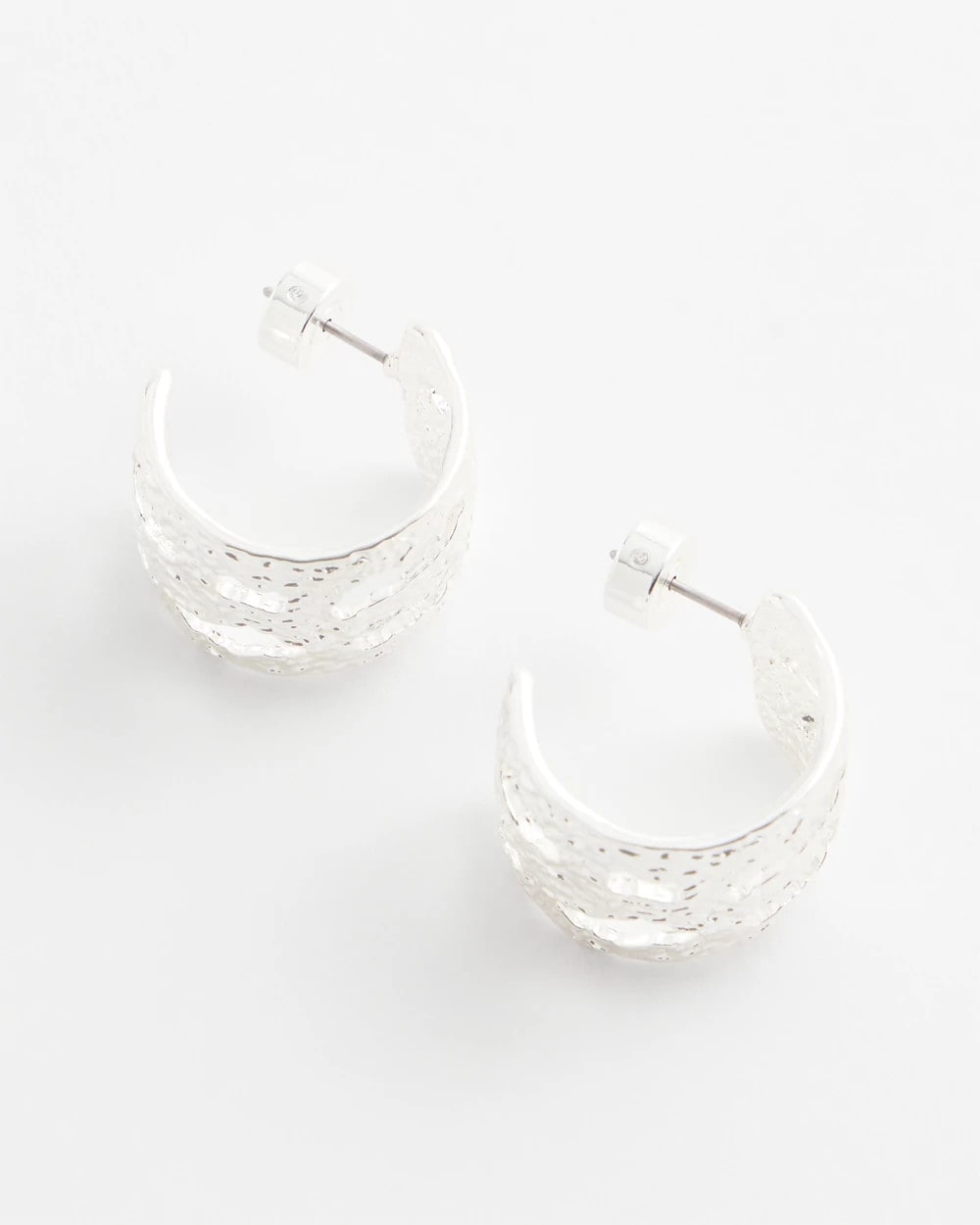 Chico's No Droop® Cutout Silvertone Hoop Earrings SILVER