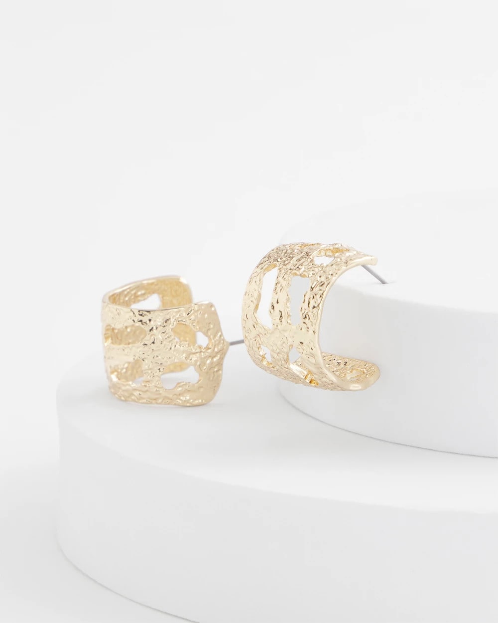 Chico's No Droop® Cutout Goldtone Hoop Earrings GOLD