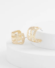 Chico's No Droop® Cutout Goldtone Hoop Earrings GOLD
