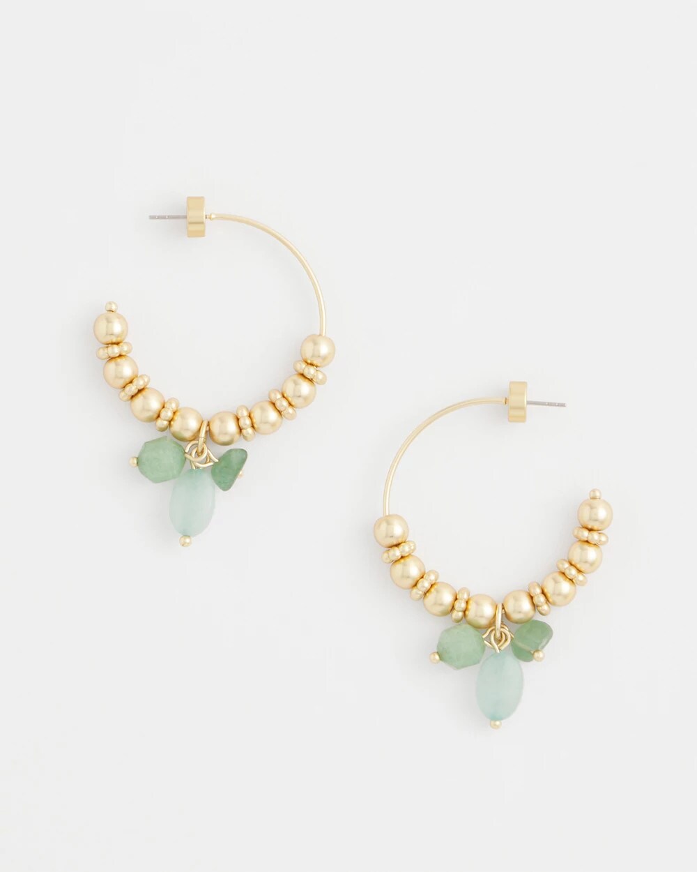 Chico's No Droop® Gem Beaded Hoop Earrings GOLD