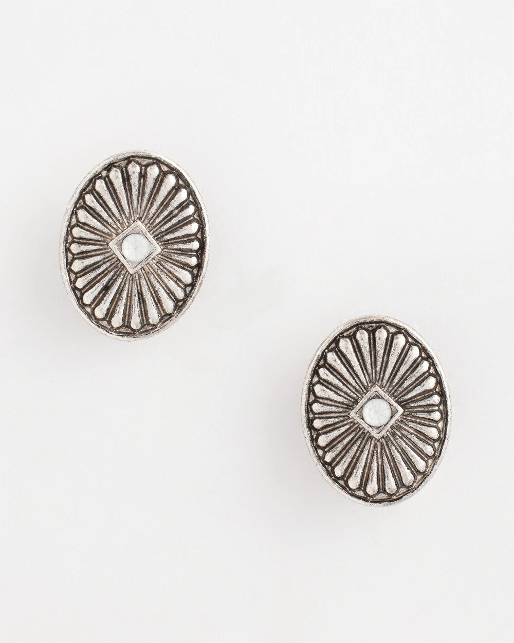 Chico's Medallion Clip-On Earrings SILVER