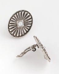 Chico's Medallion Clip-On Earrings SILVER