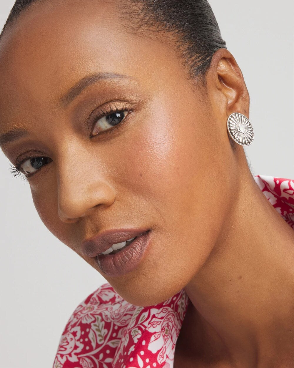 Chico's Medallion Clip-On Earrings SILVER