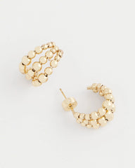 Chico's Gold Beaded Mini Hoop Earrings GOLD