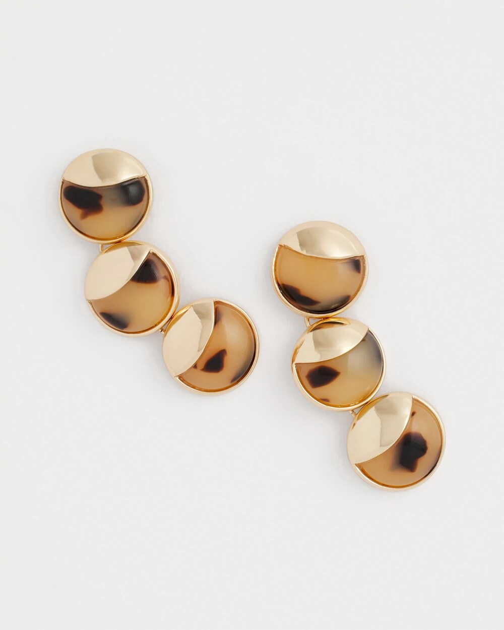 Chico's No Droop® Golden Tortoise Linear Drop Earrings BROWN