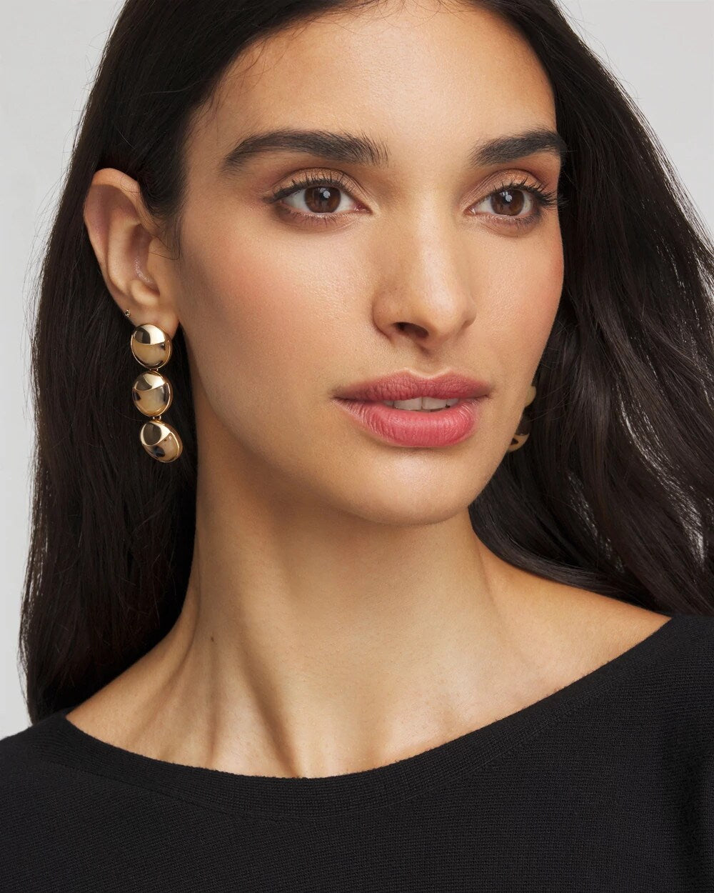 Chico's No Droop® Golden Tortoise Linear Drop Earrings BROWN