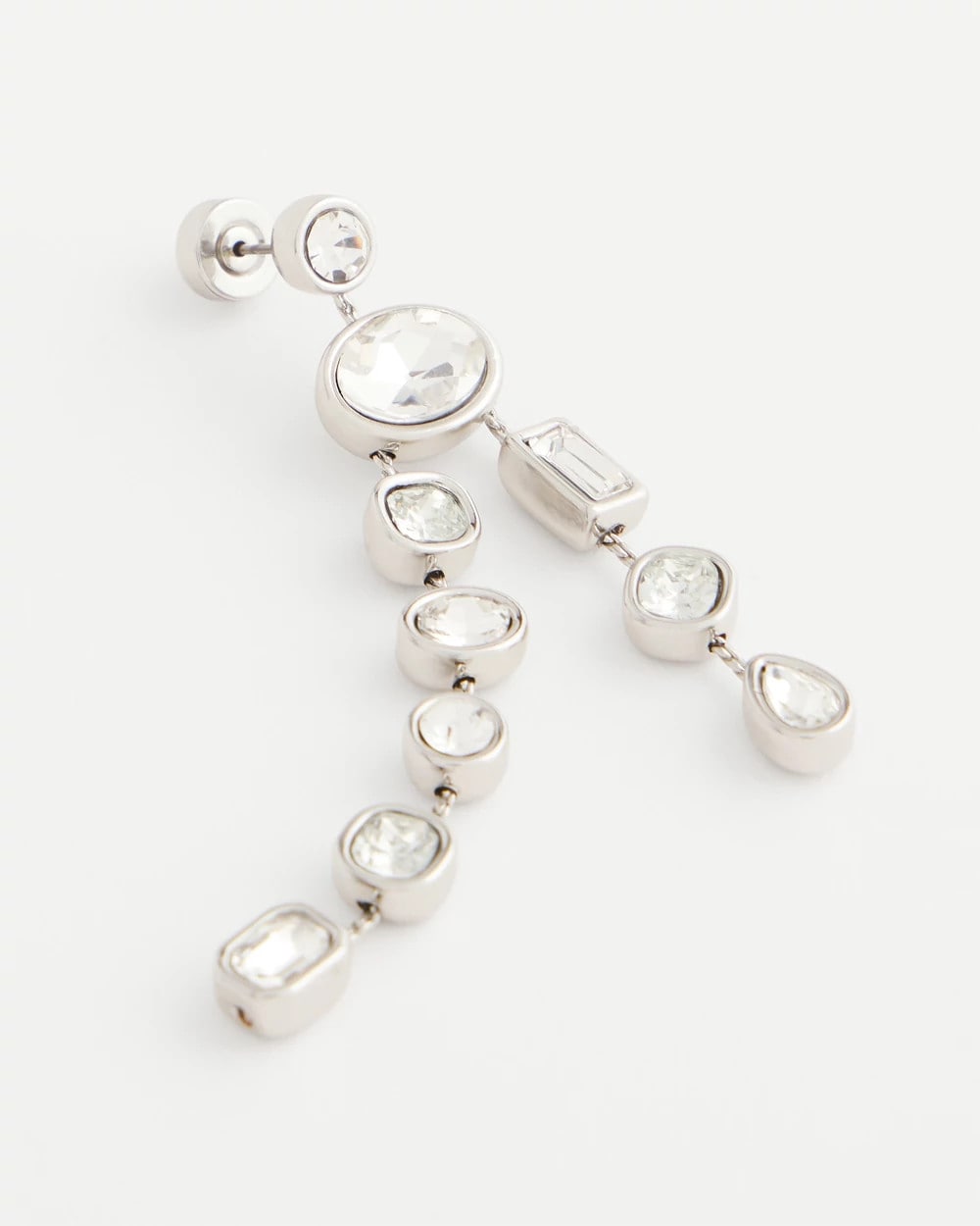 Chico's Bezel Set Linear Silvertone Earrings SILVER