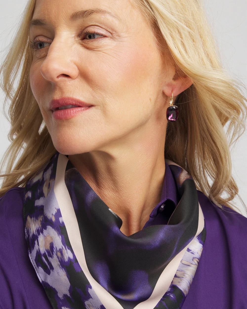 Chico's Purple Gem Drop Earrings PURPLE