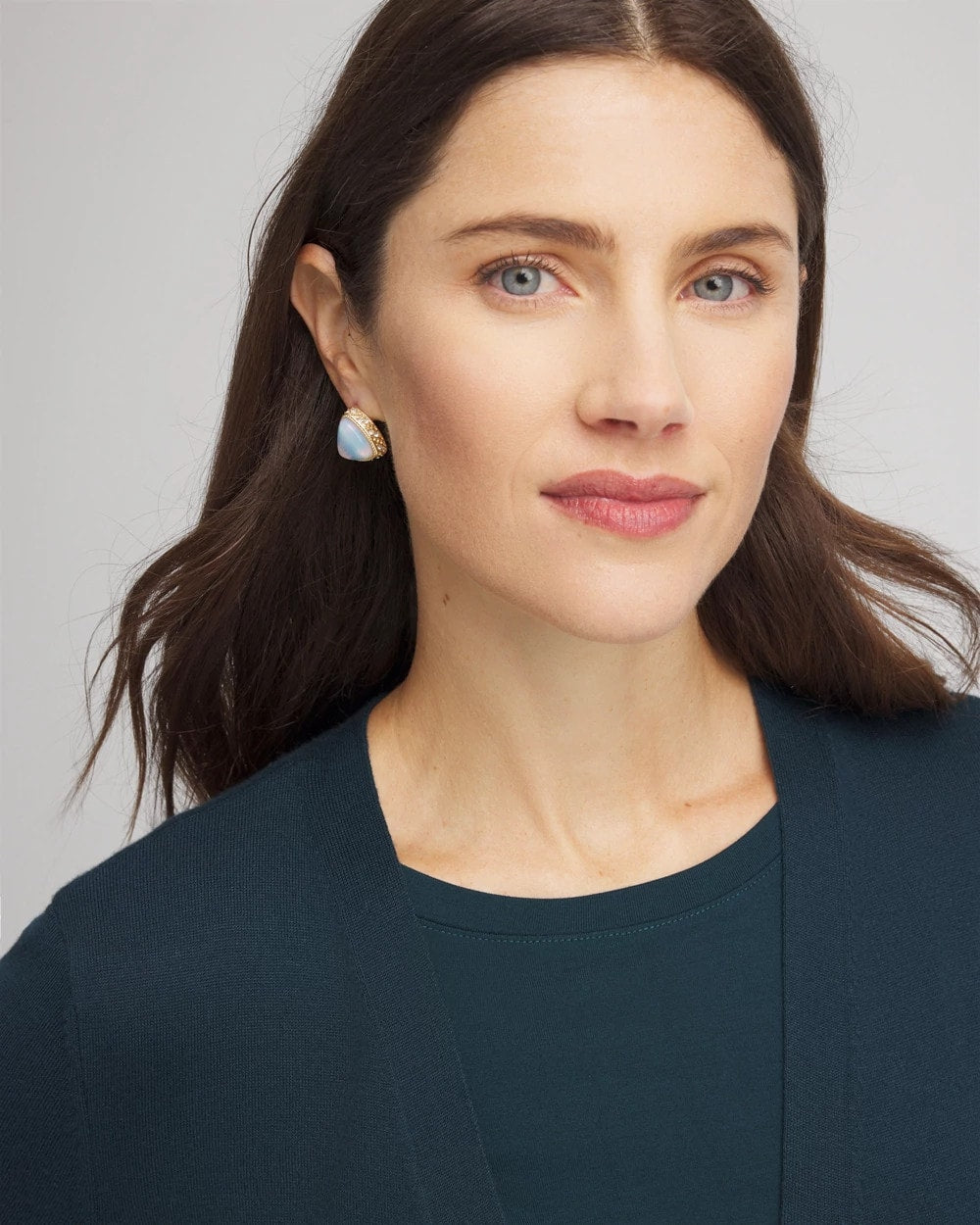 Chico's Faux Opal Stud Earrings NEUTRAL