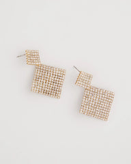 Chico's Curved Crystal Earrings GOLD