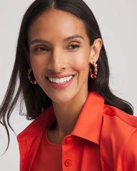 Chico's No Droop® Beaded Hoop Earrings RED