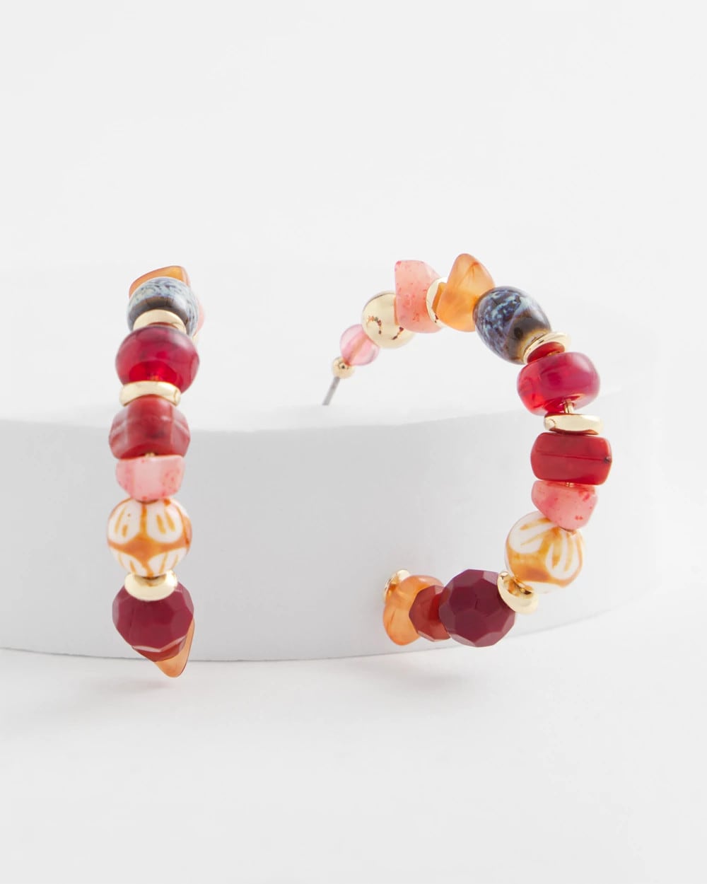 Chico's No Droop® Beaded Hoop Earrings RED