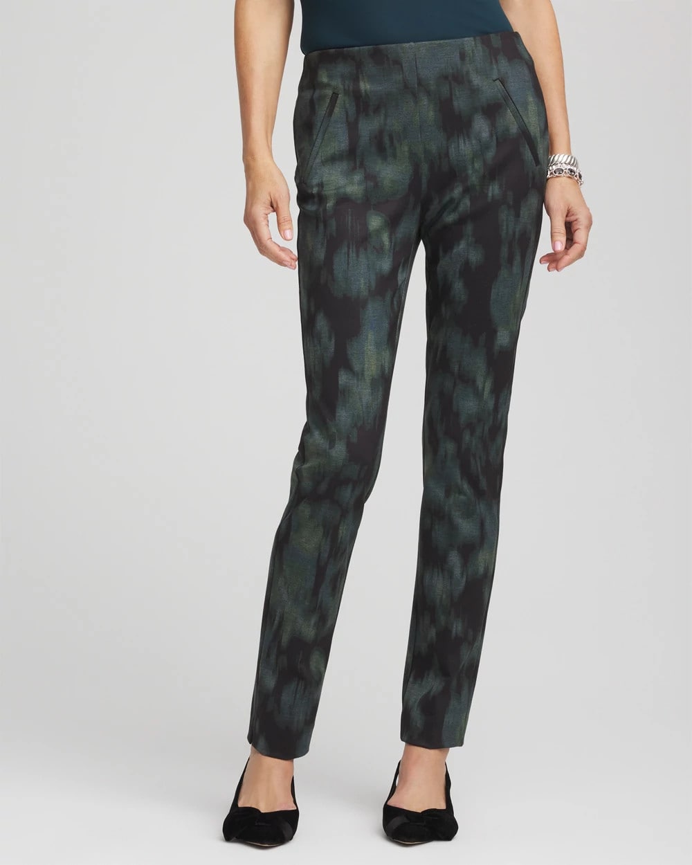 Chico's Brinkly Blur Juliet Slim Ankle Pants BLACK