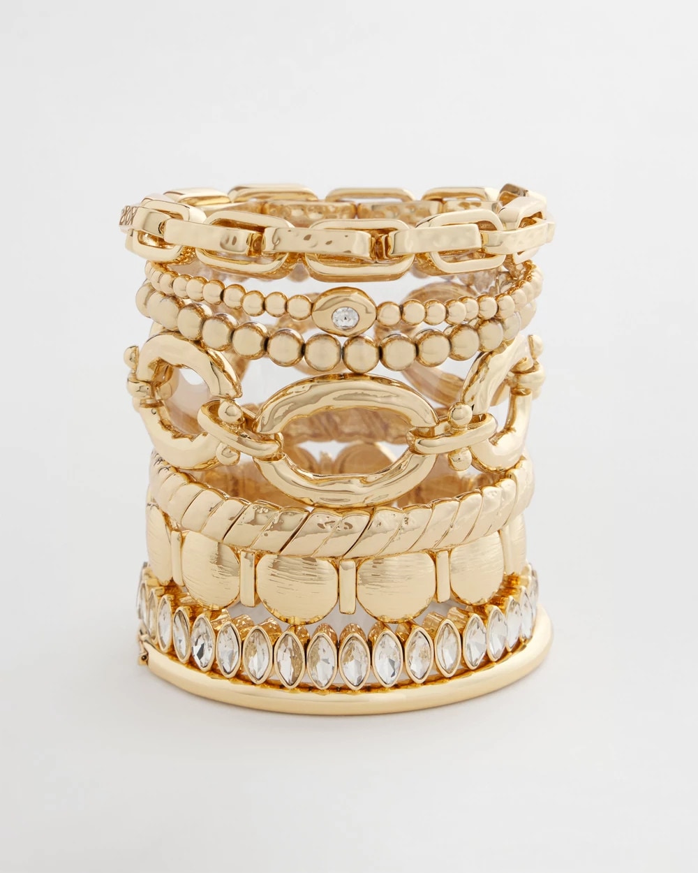 Chico's Textured Circle Stretch Bracelet GOLD
