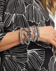 Chico's Silver Textured Circle Stretch Bracelet SILVER