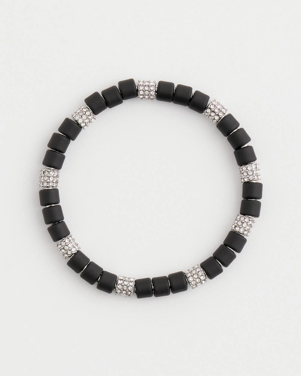Chico's Black Barrel Bead Stretch Bracelet BLACK