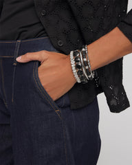 Chico's Black Barrel Bead Stretch Bracelet BLACK