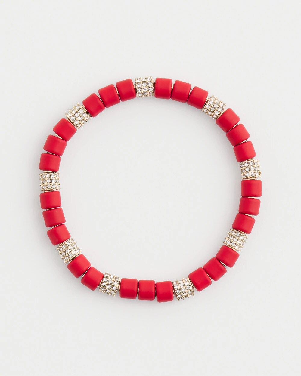 Chico's Red Barrel Bead Stretch Bracelet RED