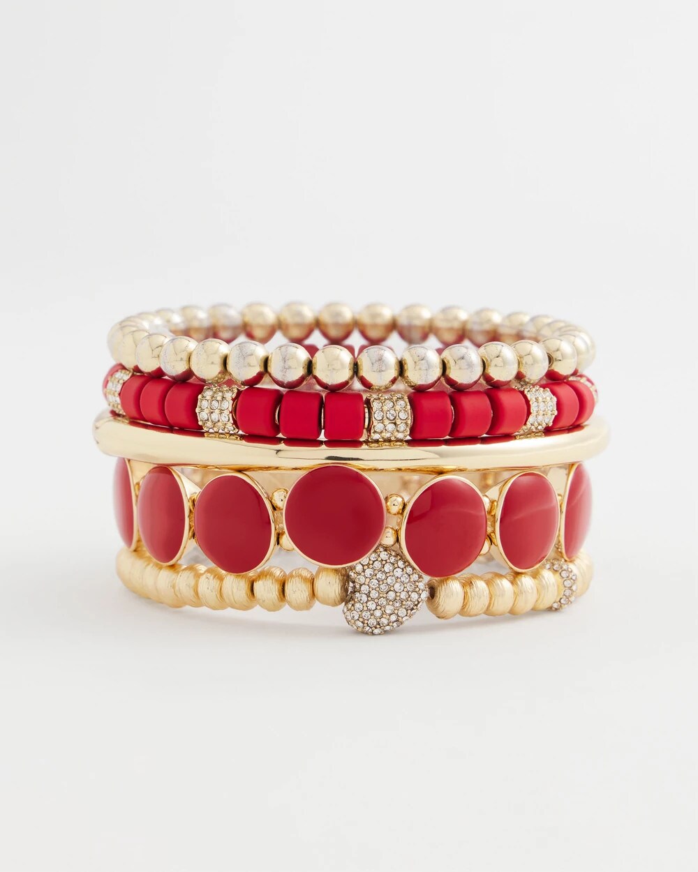 Chico's Red Barrel Bead Stretch Bracelet RED