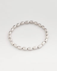 Chico's Silvertone Oval Beaded Stretch Bracelet SILVER