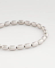 Chico's Silvertone Oval Beaded Stretch Bracelet SILVER