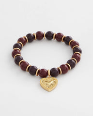 Chico's Chianti Stretch Beaded Charm Bracelet DEEP CHIANTI