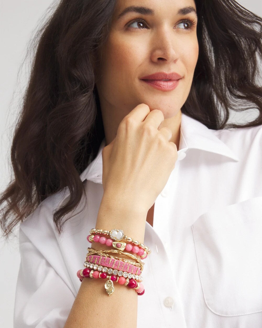 Chico's Thread Wrapped Cuff Bracelet PINK