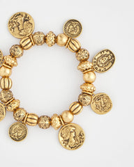 Chico's Coin Charm Stretch Bracelet GOLD