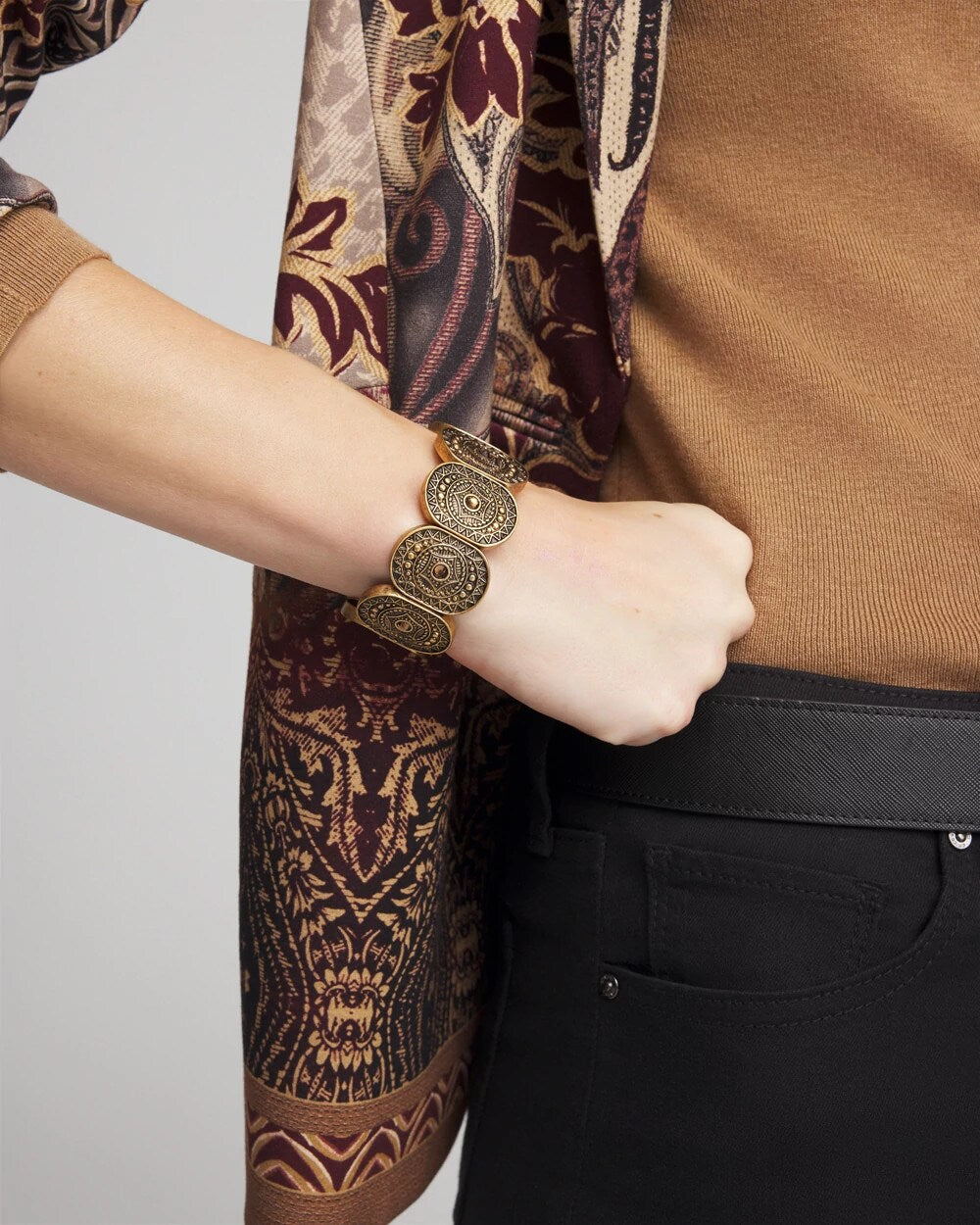Chico's Medallion Stretch Bracelet GOLD
