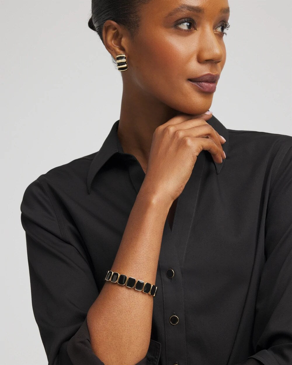 Chico's Chico's Originals Black Square Stretch Bracelet BLACK